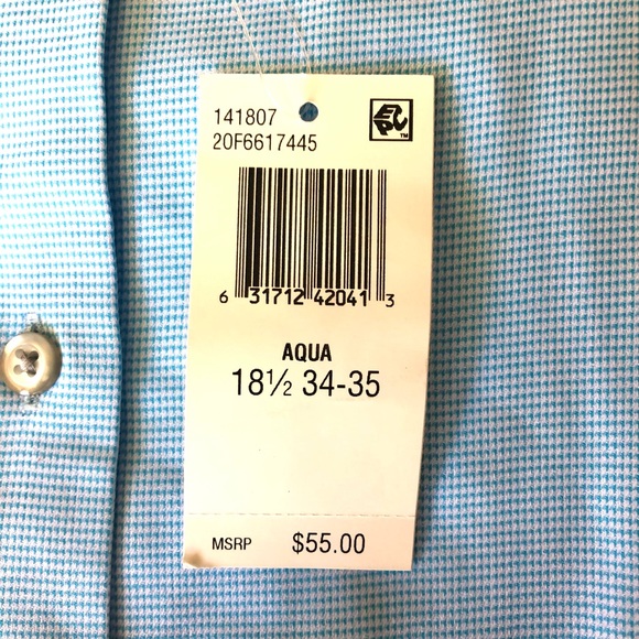 Van Heusen Men’s Flex Regular Fit Dress Shirt, Aqua, 2XL, 18 1/2- 34/35 - Picture 4 of 4